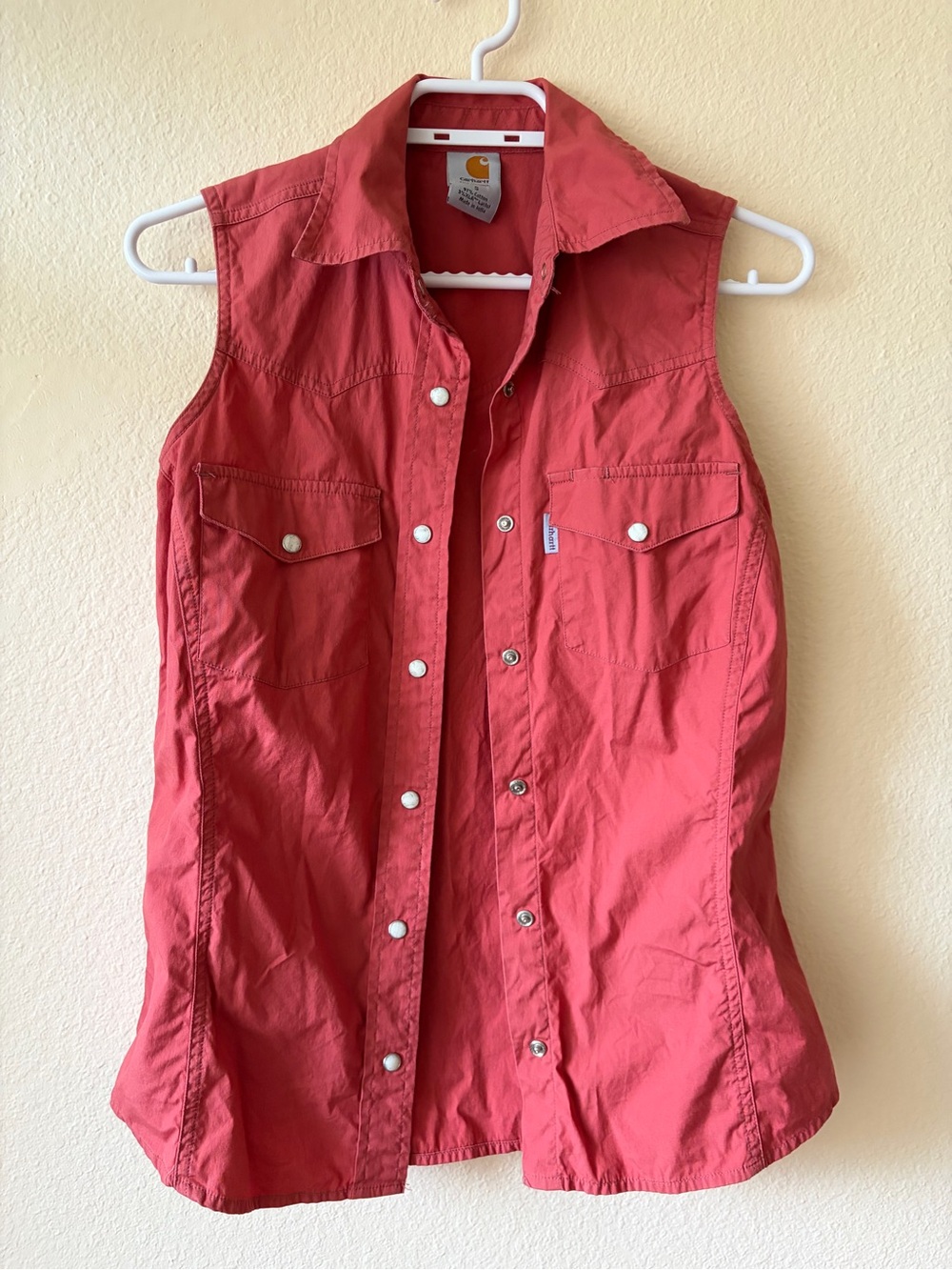 Carhartt Coral Snap Button Utility Vest Workwear Western Sleeveless Shirt Top - Picture 7 of 10